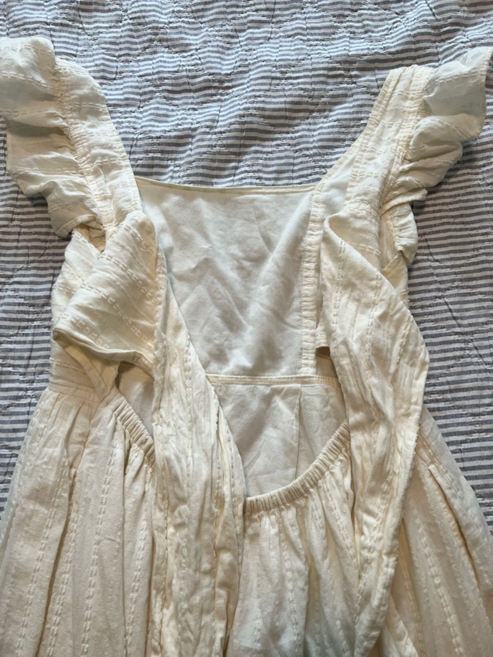 Madewell Cream Square-Neck Tie Back Dress - Picture 5 of 9